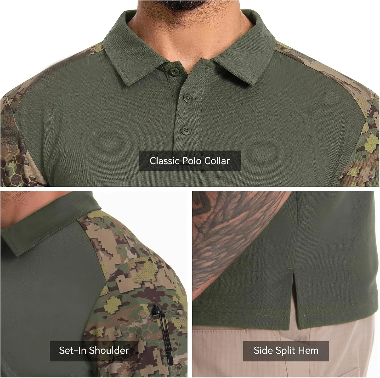 Men's Tactical Polo Shirts Short Sleeve Athletic Golf Outdoor Lightweight Performance Sports Shirt