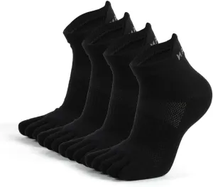 Men's Women's Cotton Toe Socks Five Finger Socks Compression Crew No Show Athletic Socks for Running 4 Pairs