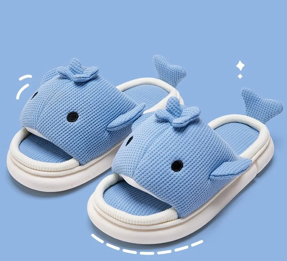 Men's Women's Linen Thick-Soled Cow Slippers, Linen Shark Slippers, Rabbit Linen Slippers, Linen Whale Thick-Soled Slippers Cloud Slide Hug Pillow Sandals
