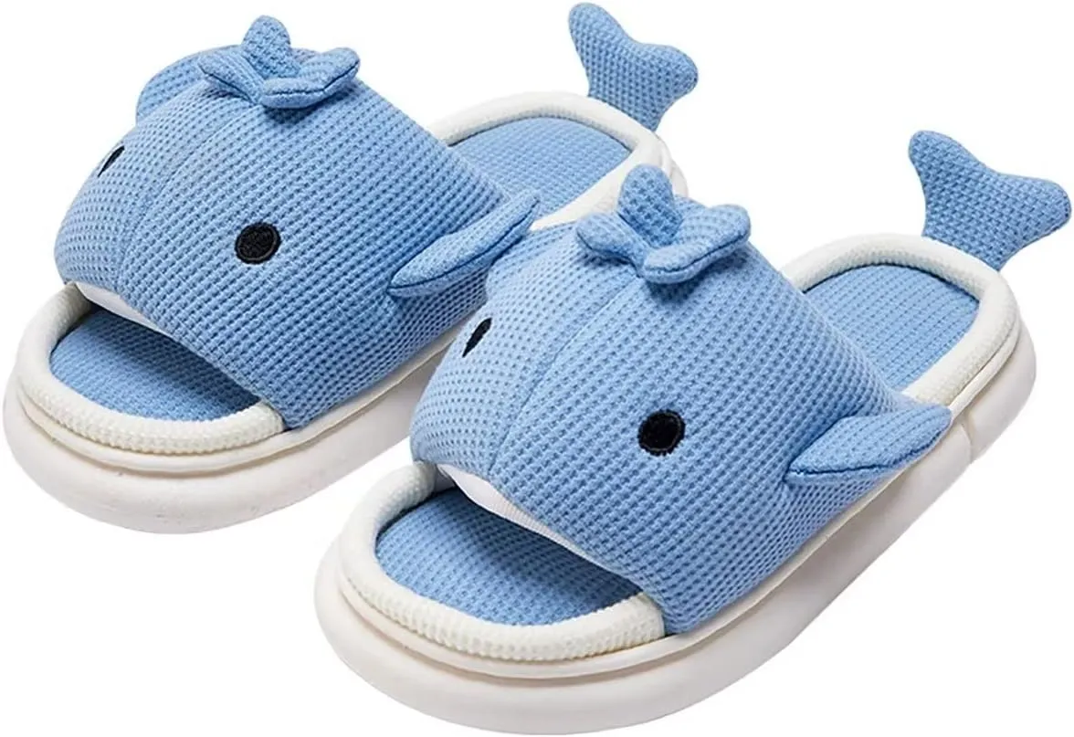 Men's Women's Linen Thick-Soled Cow Slippers, Linen Shark Slippers, Rabbit Linen Slippers, Linen Whale Thick-Soled Slippers Cloud Slide Hug Pillow Sandals