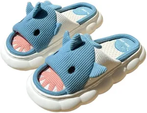 Men's Women's Linen Thick-Soled Cow Slippers, Linen Shark Slippers, Rabbit Linen Slippers, Linen Whale Thick-Soled Slippers Cloud Slide Hug Pillow Sandals