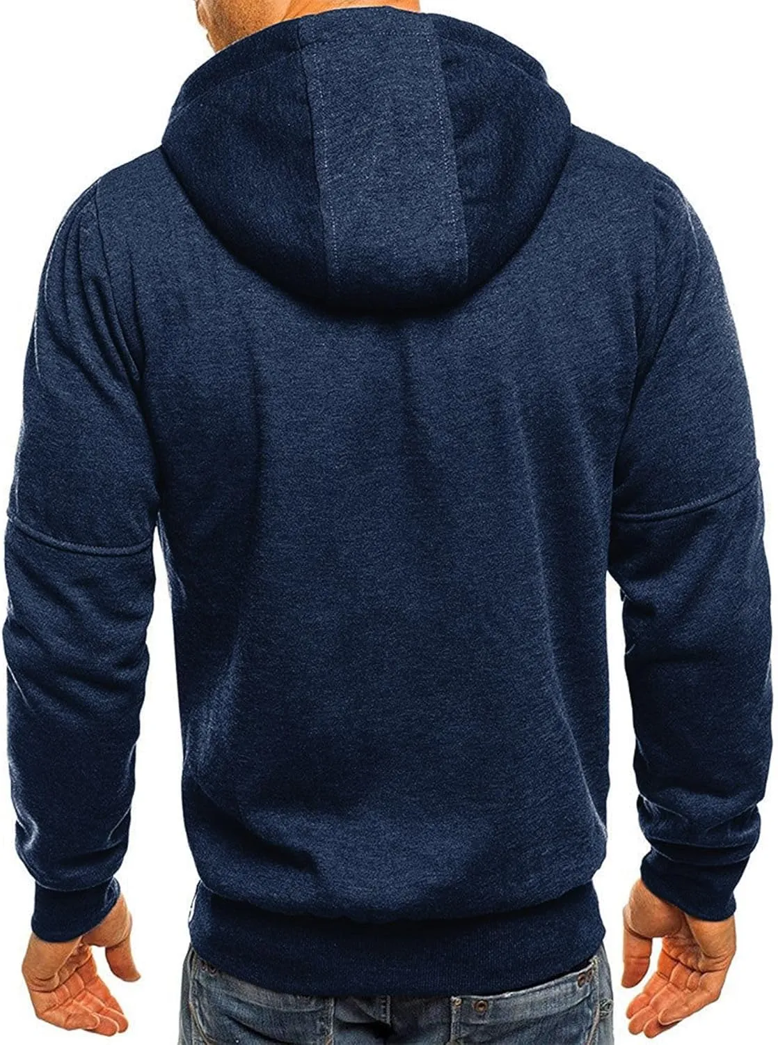 Men's Zip Up Fleece Hoodie Lightweight Sweatshirt Long Sleeve Sports Hooded Jacket with Zipper Pockets
