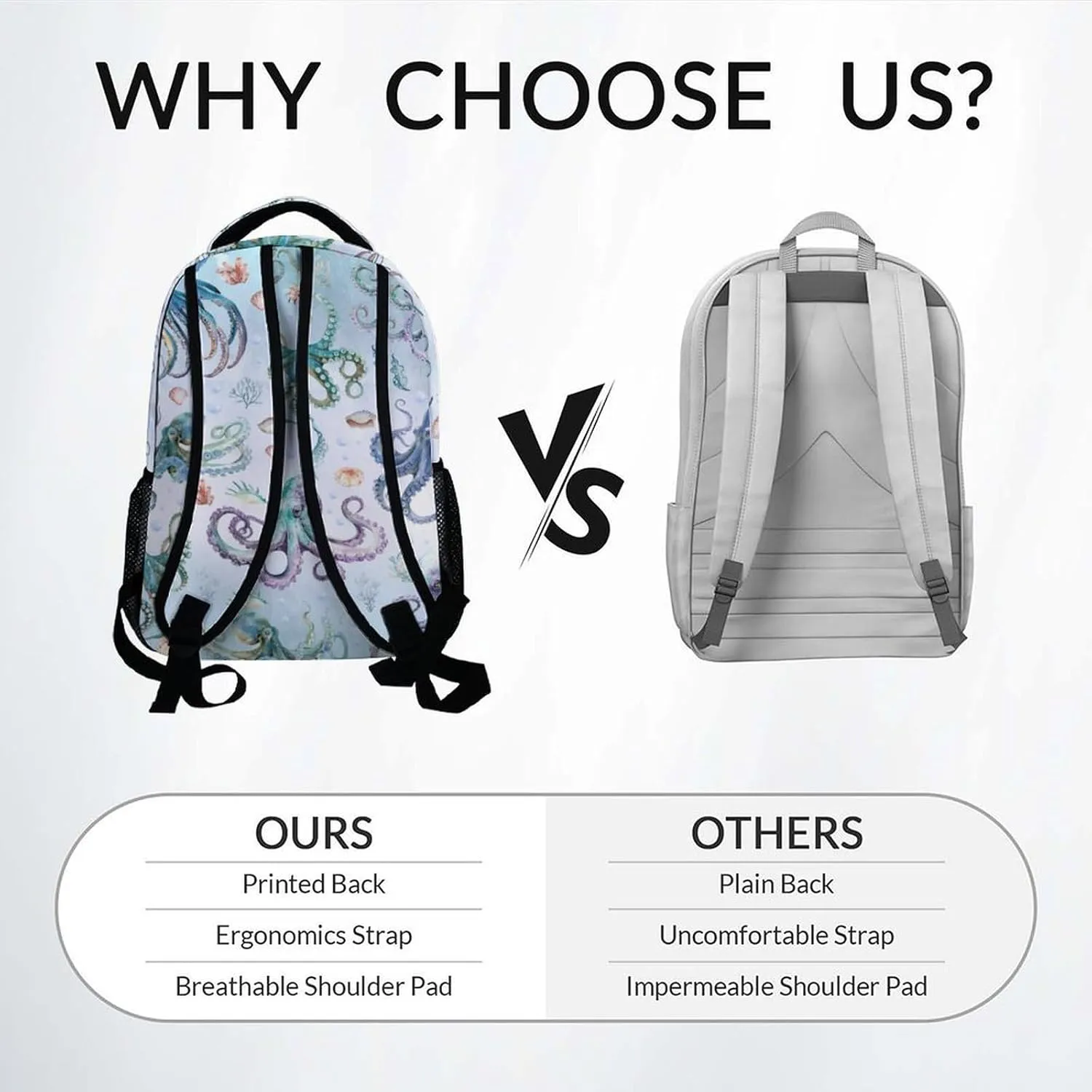 Mercuryelf Backpack for Boys - 17 Inch Bookbag for Primary Middle College - Personalized Cute Octopus Backpacks - Children's School Bag