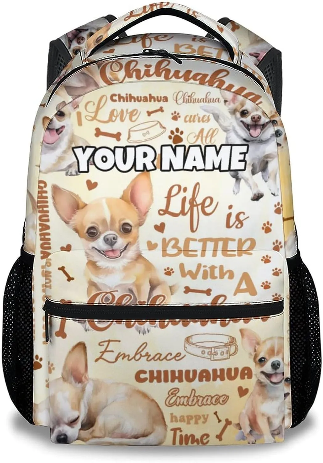 Mercuryelf Backpack for Boys - 17 Inch Dog Bookbag for Primary Middle College - Custom Cute Chihuahua Backpacks for Kids Girls - Children's School Bag