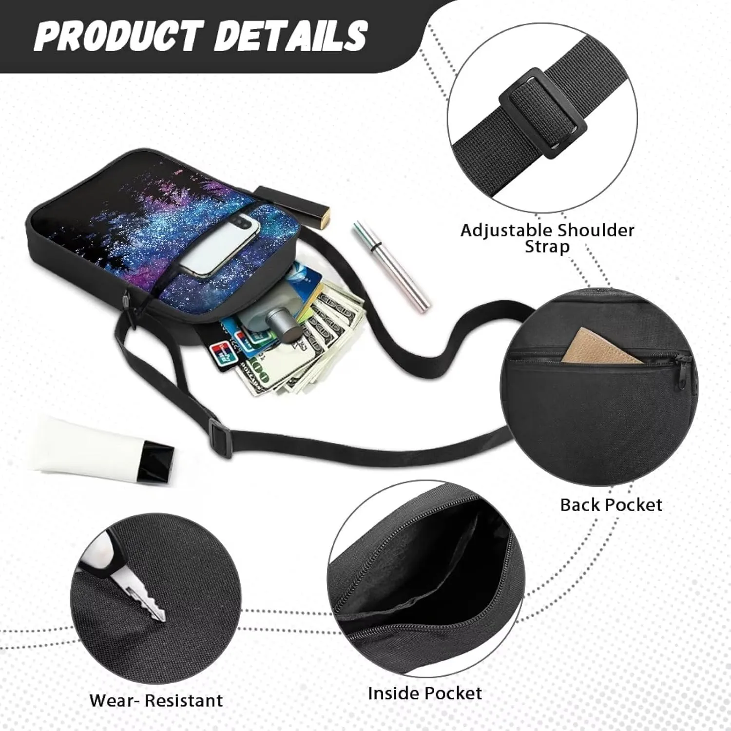 Messenger Bag for Women Crossbody Cell Phone Purse Small Shoulder Pouch for Outdoor