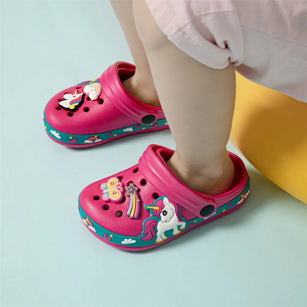 Miamooi Toddler Girls Boys Clogs Cute Cartoon Garden Water Clogs Little Kid Non-Slip Slides Indoor Outdoor Waterproof Beach Sandals Slip-on Beach Pool Shower Slippers Water Shoes