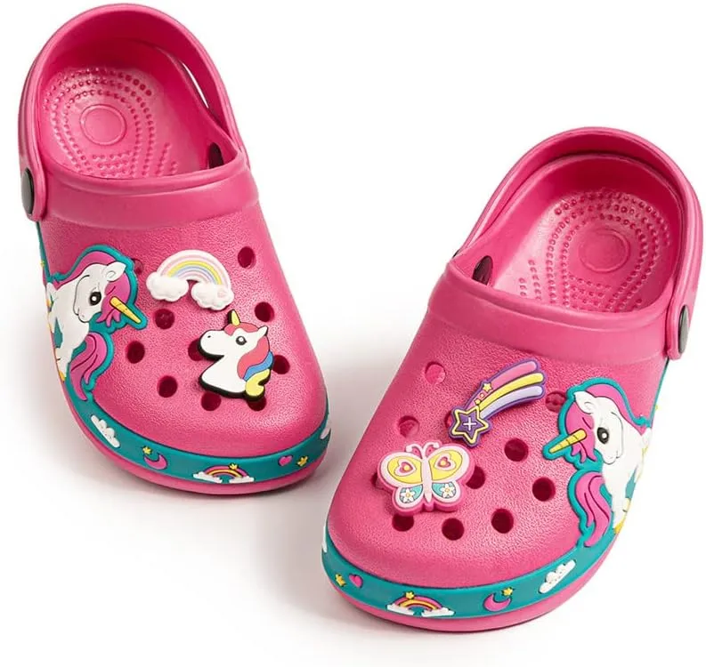 Miamooi Toddler Girls Boys Clogs Cute Cartoon Garden Water Clogs Little Kid Non-Slip Slides Indoor Outdoor Waterproof Beach Sandals Slip-on Beach Pool Shower Slippers Water Shoes