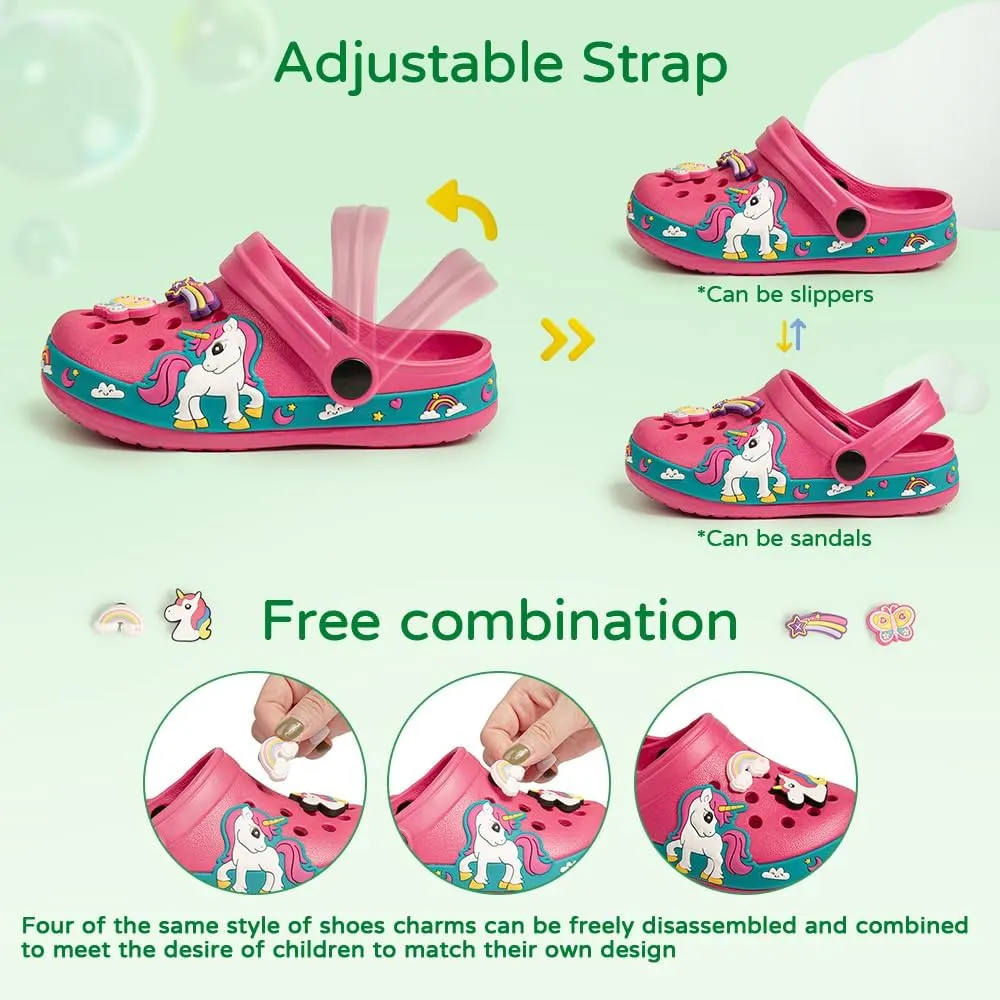 Miamooi Toddler Girls Boys Clogs Cute Cartoon Garden Water Clogs Little Kid Non-Slip Slides Indoor Outdoor Waterproof Beach Sandals Slip-on Beach Pool Shower Slippers Water Shoes