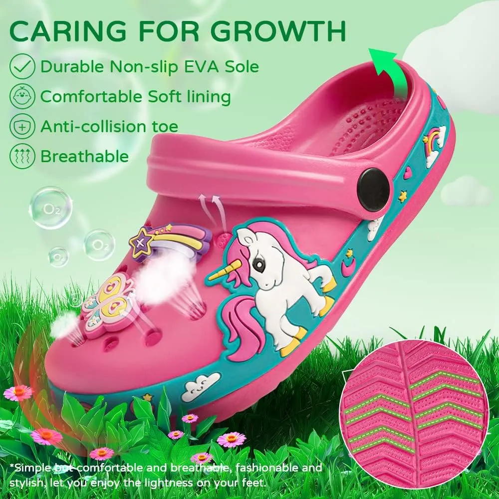 Miamooi Toddler Girls Boys Clogs Cute Cartoon Garden Water Clogs Little Kid Non-Slip Slides Indoor Outdoor Waterproof Beach Sandals Slip-on Beach Pool Shower Slippers Water Shoes