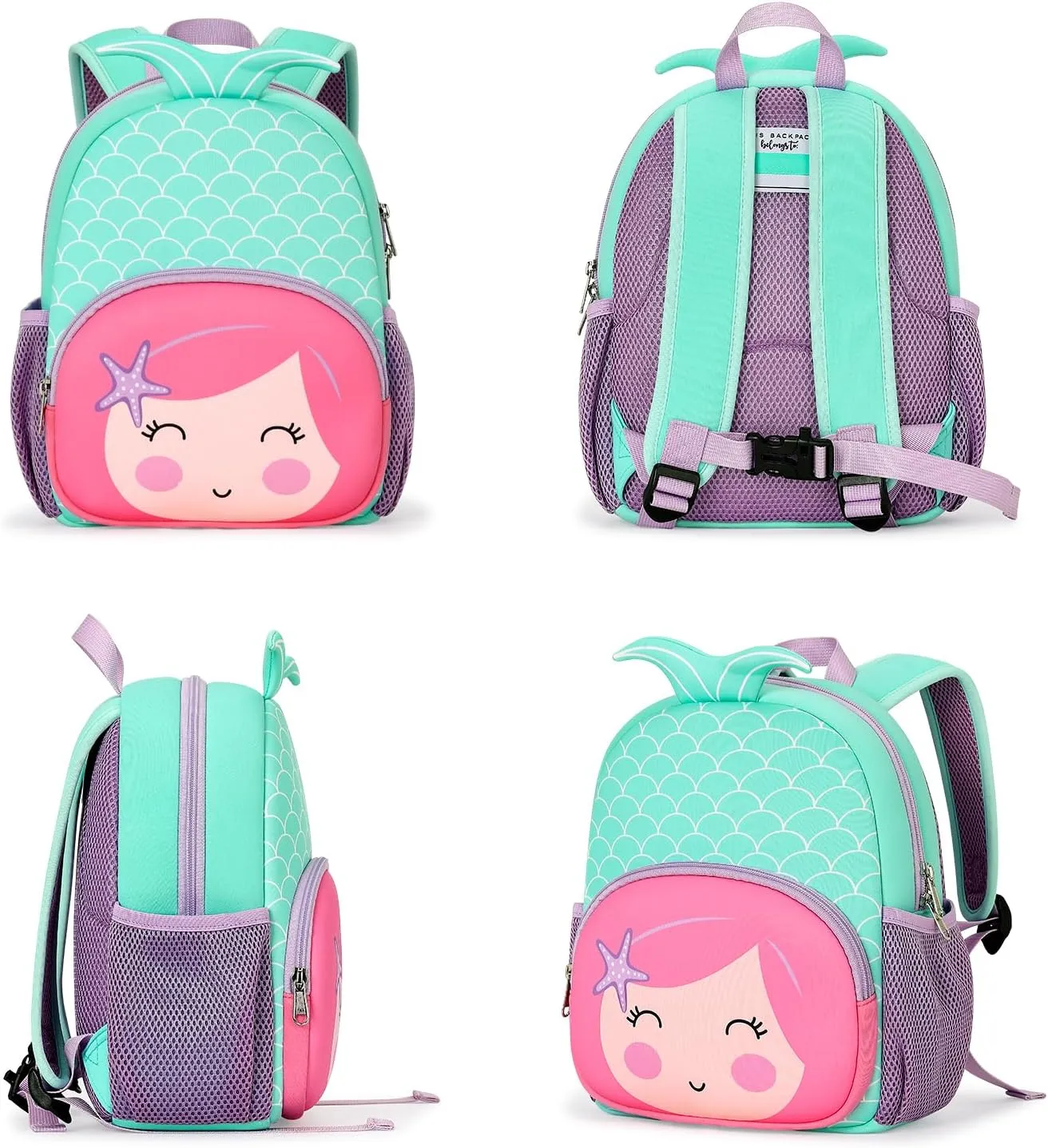 mibasies Toddler Backpacks for Girls 2-4: Baby Preschool Backpack - Kids Mermaid Backpack for Boys Girls - 12inch Mini School Bag