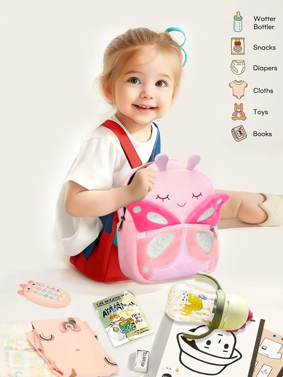 mibasies Toddler Backpacks for Girls 2-4: Plush Backpack -3D Animal Cartoon Mini Travel Bag -10 inch Toddler Backpack Leash