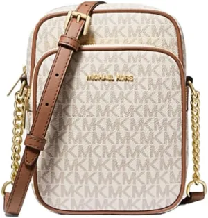 Michael Michael Kors Jet Set Travel Medium Logo Crossbody Flight Vanilla