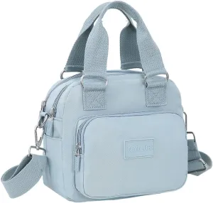 Middle aged women's multi pocket shoulder bag with large capacity crossbody bag (Light Blue)