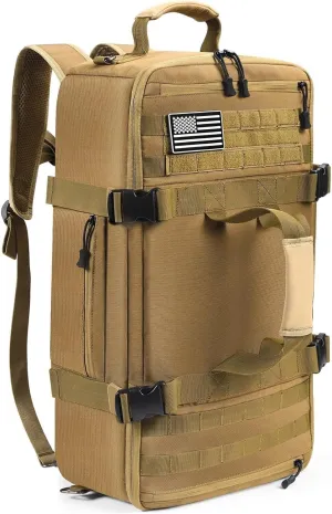 Military Tactical Backpack for Men 55/60L Large Army 5 Day Assault Pack Bags Travel Daypack Military MOLLE Duffel Bag with Shoes Compartment for Trekking EDC Rucksack - Khaki