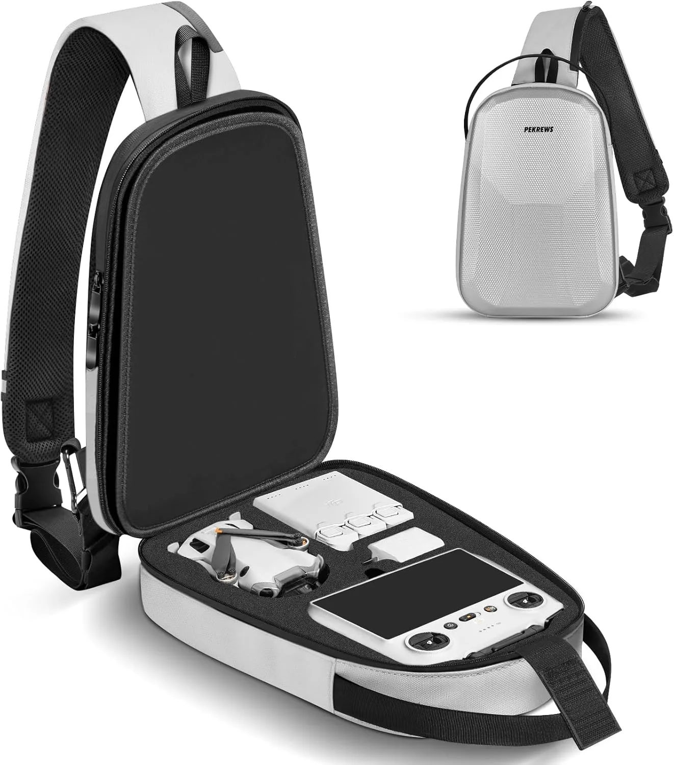 Mini 4 Pro Case, Waterproof Hard Carrying Case, Portable Travel Drone Sling Backpack, Crossbody Bag Compatible with DJI Mini 4 Pro, RC 2/ RC-N2 Controller, Fly More Combo and Accessories