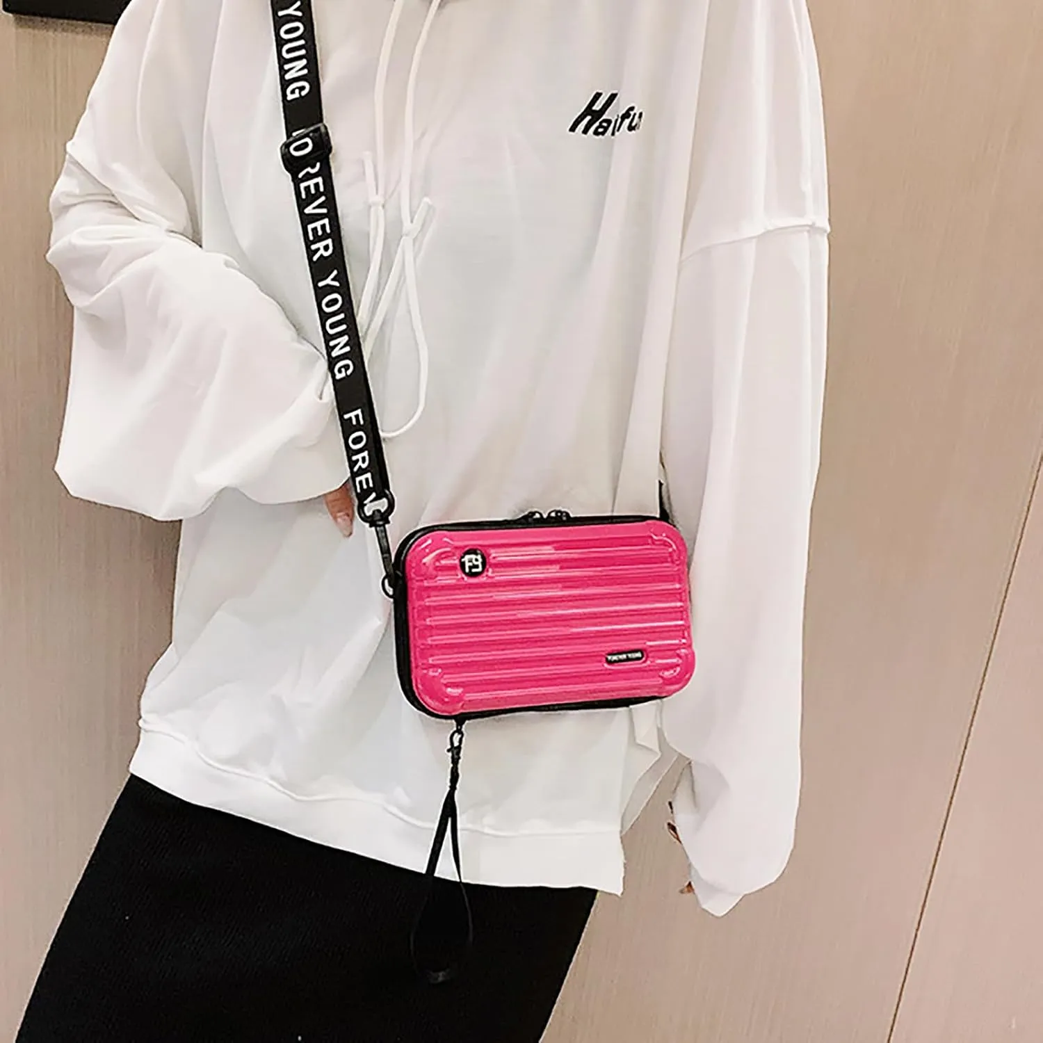 Mini Suitcase Bag, Mini Suitcase Crossbody Bag, Women Solid Cosmetic Handbag Multifunction Crossbody Bag