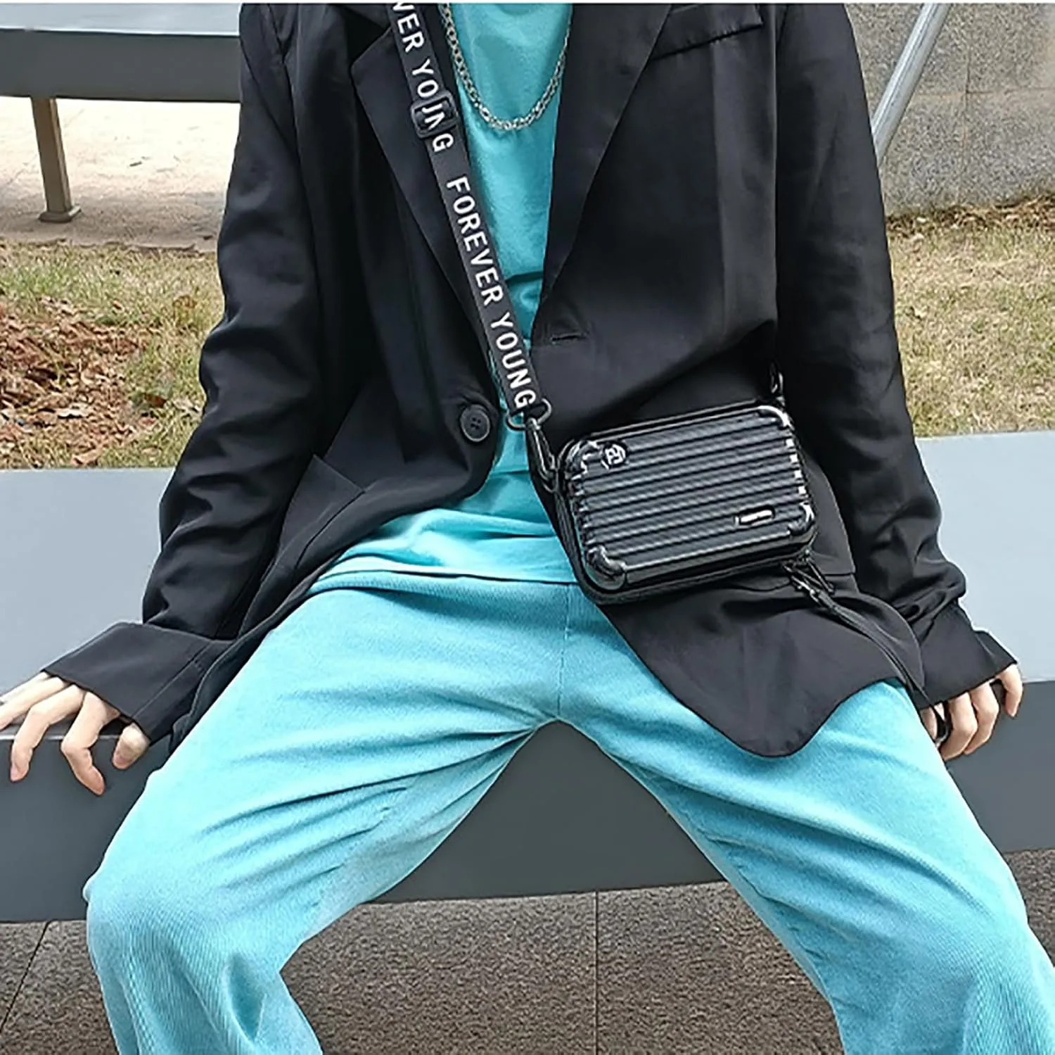 Mini Suitcase Bag, Mini Suitcase Crossbody Bag, Women Solid Cosmetic Handbag Multifunction Crossbody Bag