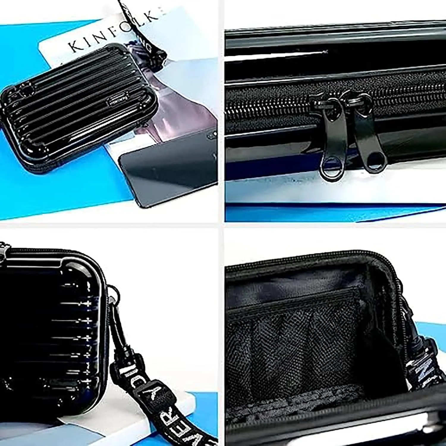 Mini Suitcase Bag, Mini Suitcase Crossbody Bag, Women Solid Cosmetic Handbag Multifunction Crossbody Bag