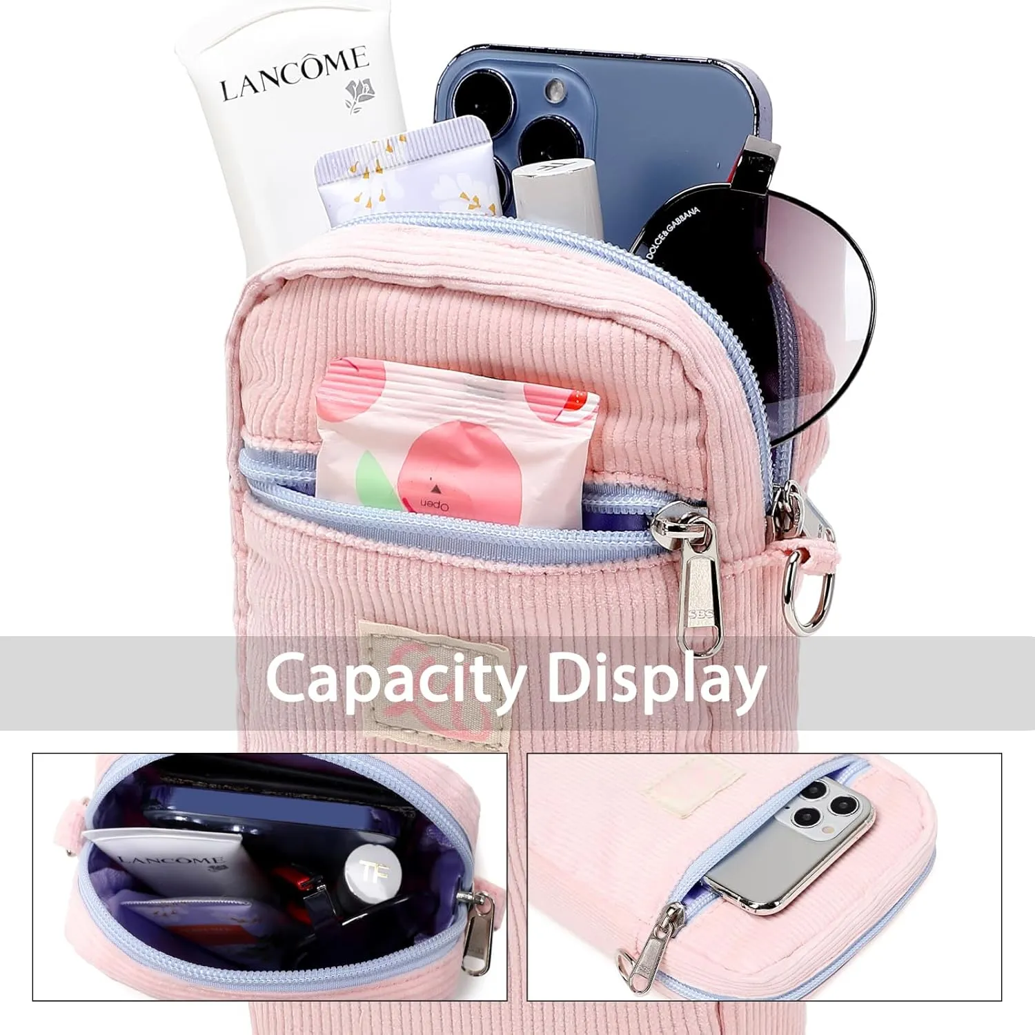 MIRLEWAIY Mini Shoulder Bag Mesh Crossbody Multifunction Phone Wallet Case Pouch Waist Bag with Adjustable Strap