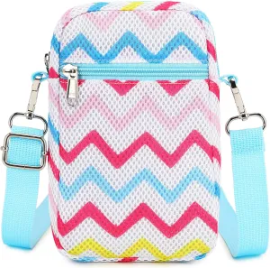 MIRLEWAIY Mini Shoulder Bag Mesh Crossbody Multifunction Phone Wallet Case Pouch Waist Bag with Adjustable Strap