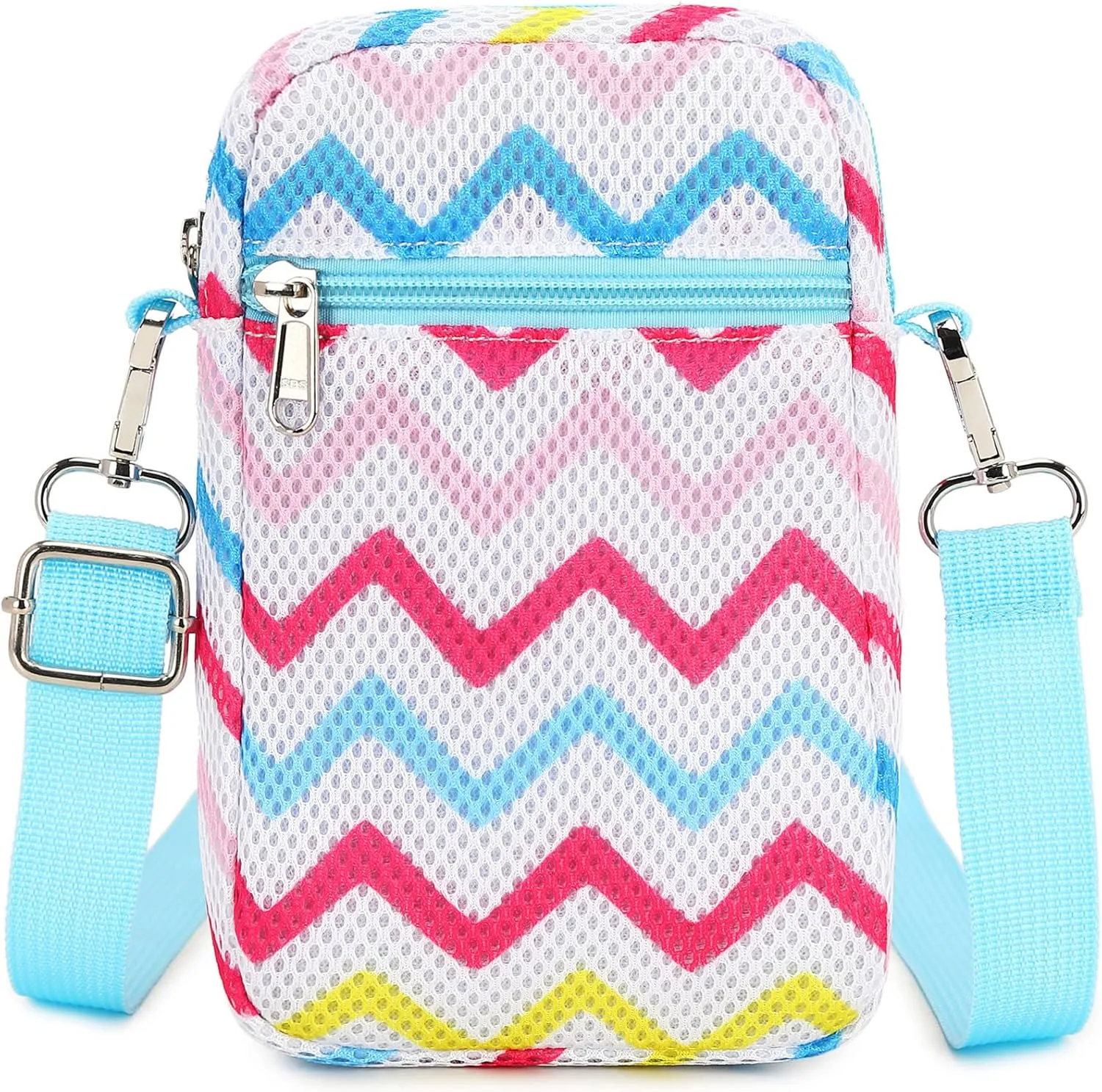 MIRLEWAIY Mini Shoulder Bag Mesh Crossbody Multifunction Phone Wallet Case Pouch Waist Bag with Adjustable Strap