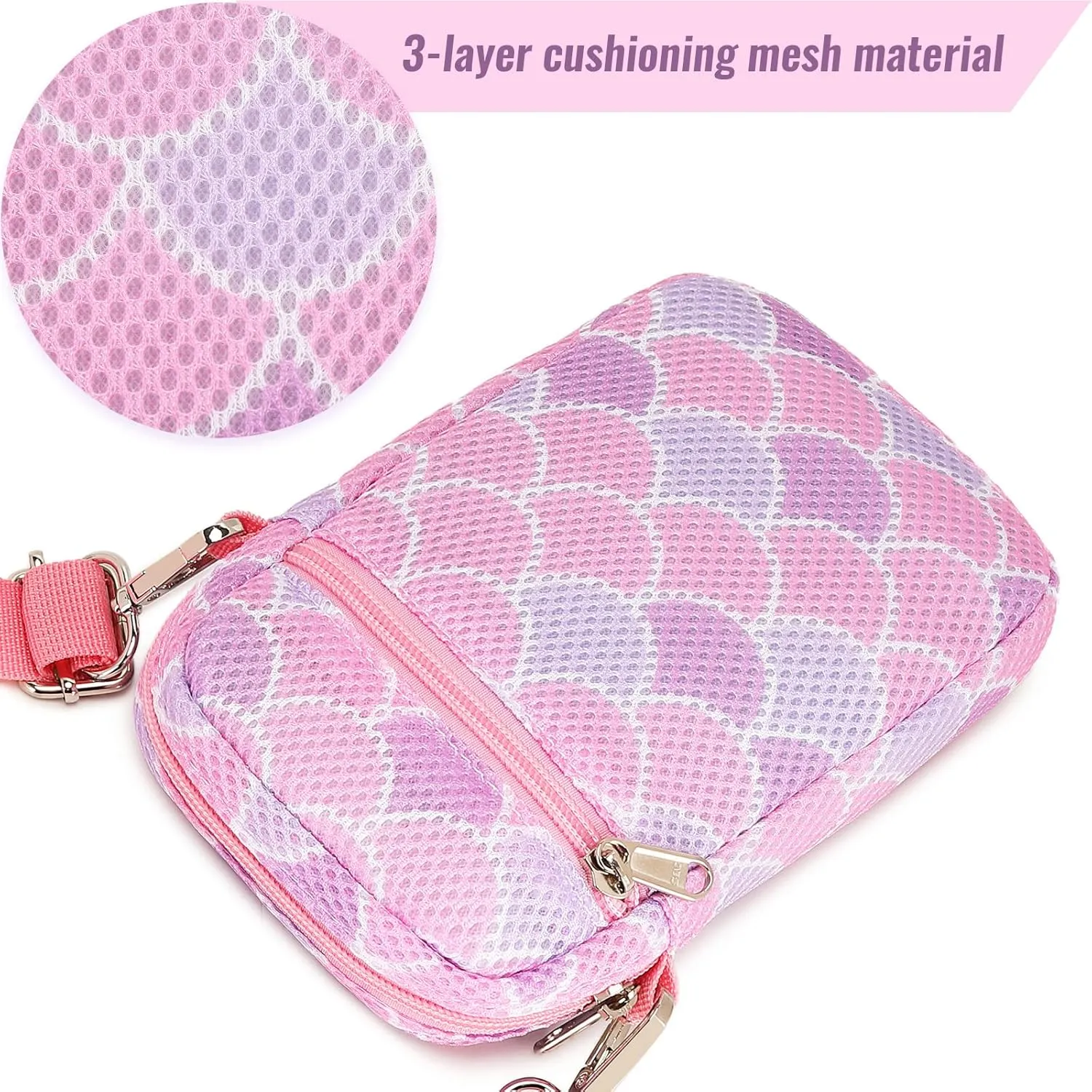 MIRLEWAIY Mini Shoulder Bag Mesh Crossbody Multifunction Phone Wallet Case Pouch Waist Bag with Adjustable Strap