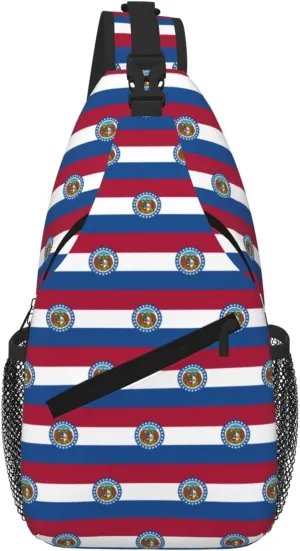 Missouri State Flag Men Casual Diagonal Chest Bag Cross Package Diagonally Women Travel Satchel Single Shoulder Bag