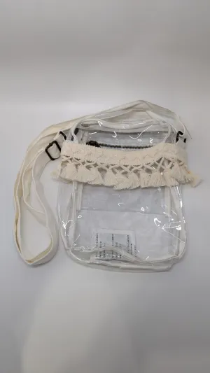 Mkono Clear/Cream Macrame Crossbody Purse