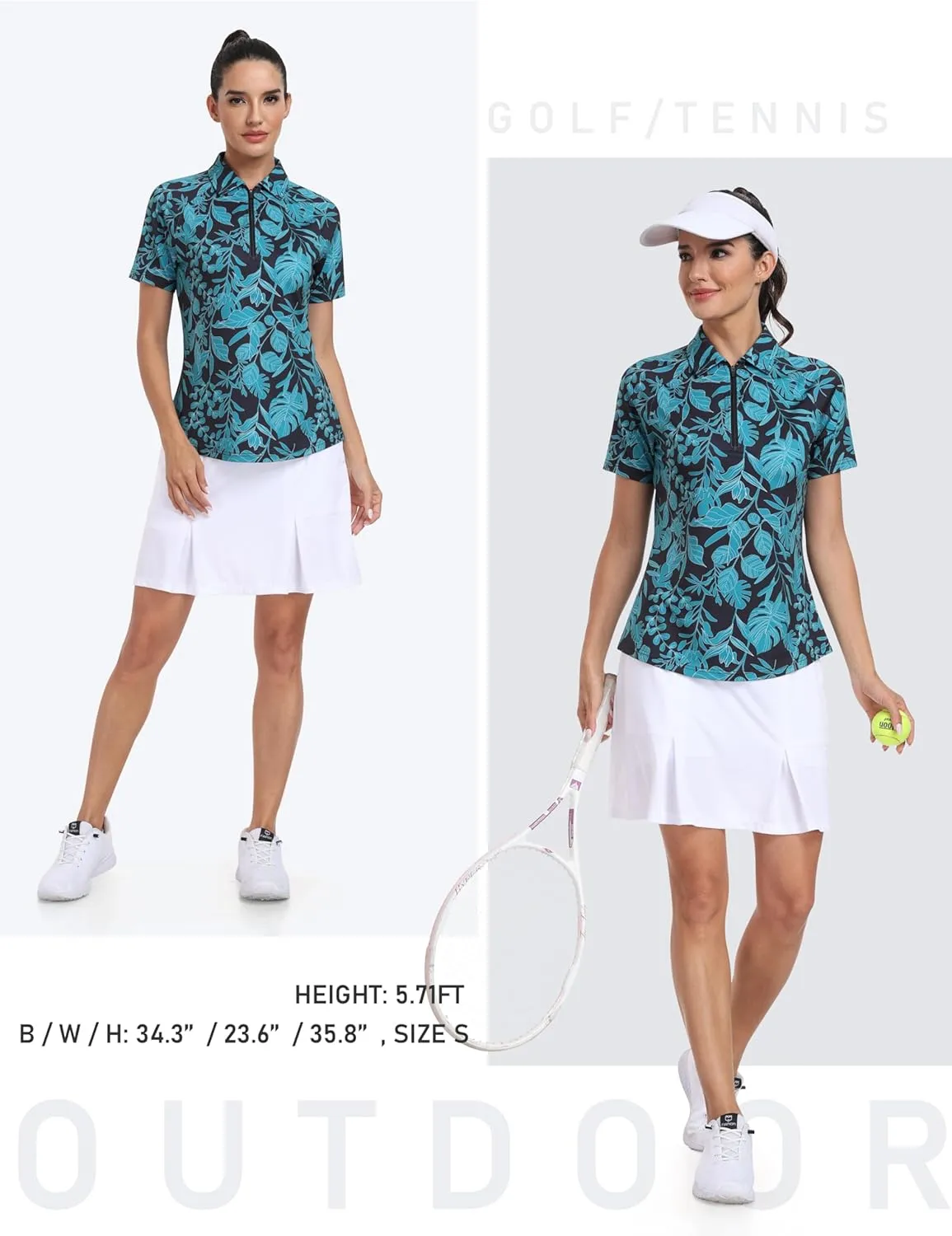 MoFiz Womens Short Sleeve Golf Polo Shirts Quick Dry Camo Lightweight UPF 50  Tennis Sports Athletic Tops Casual