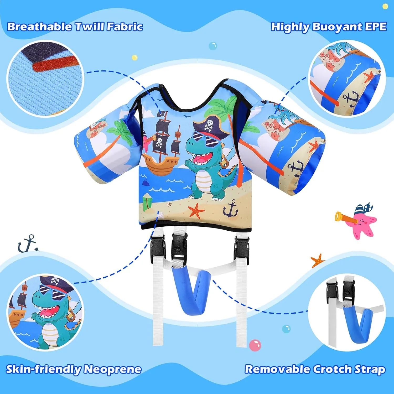 MoKo Kids Swim Vest, Arm Band Pool Floaties Jacket for 2-3-4-5-6 Years (22-30-40-50-66LBS), Pool Floats for Kids, Water Wings for Children Swimmies, Toddlers, Boys, Girls
