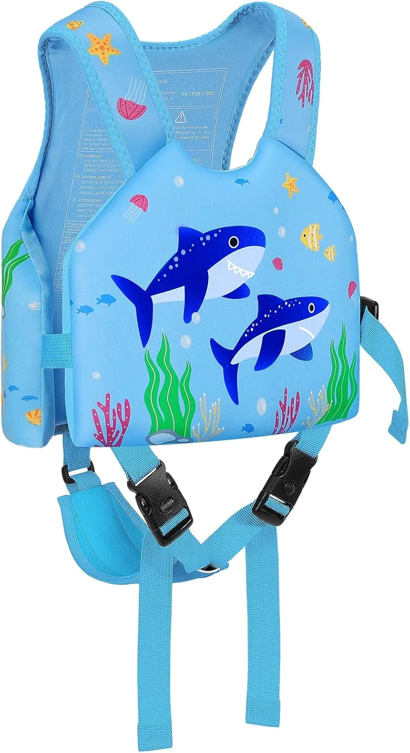 MoKo Swim Vest for Kids - Swim Floats Jacket for 2-3-4-5-6 Years (22-30-50-66LBS), Toddler Floaties Beach Accessory,Kids Pool Floats Vest with Adjustable Crotch Strap