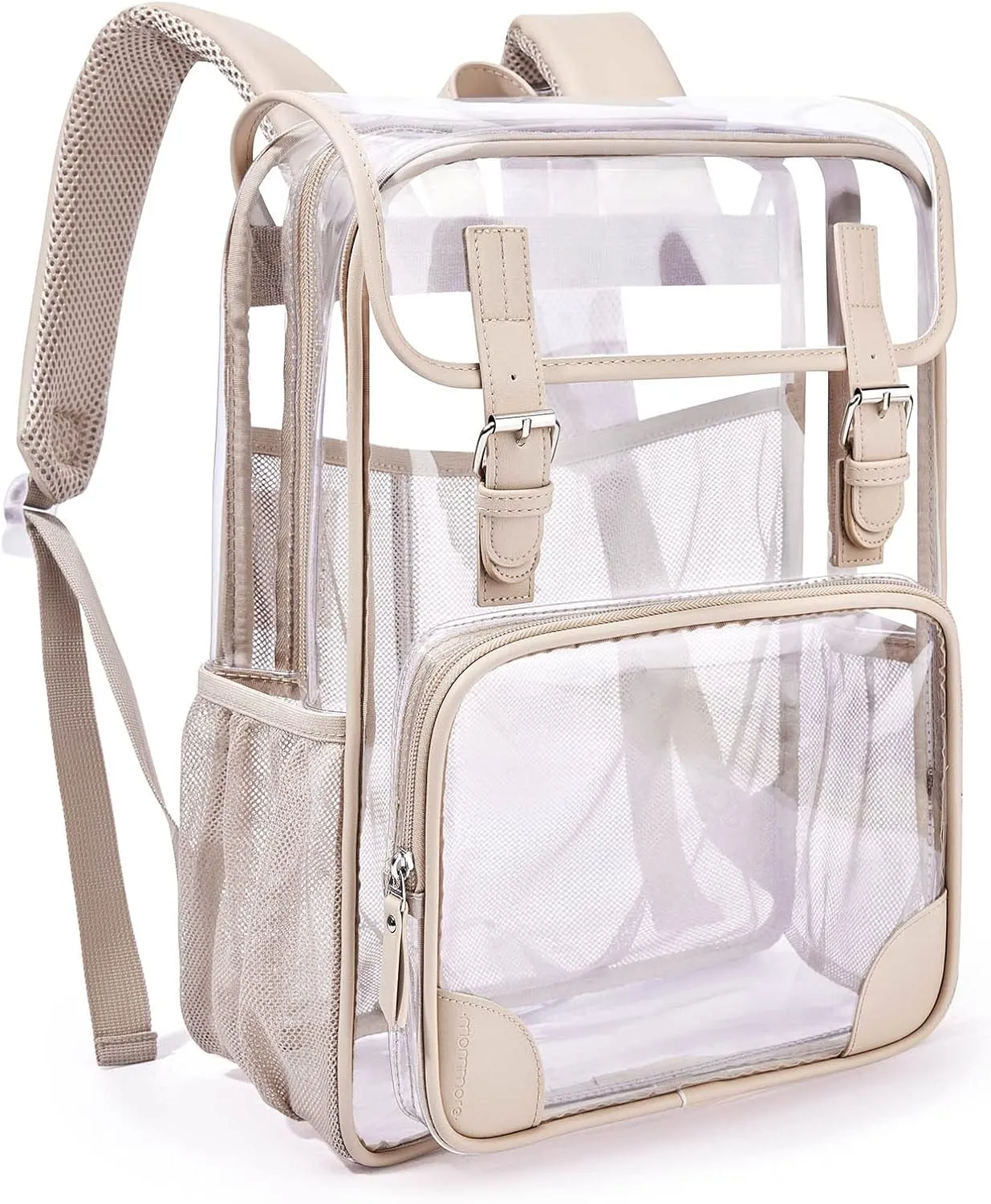 mommore Clear Backpack Heavy Duty Large Clear Backpacks for School Transparent PVC See Through Bookbag for College Work Travel