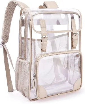 mommore Clear Backpack Heavy Duty Large Clear Backpacks for School Transparent PVC See Through Bookbag for College Work Travel