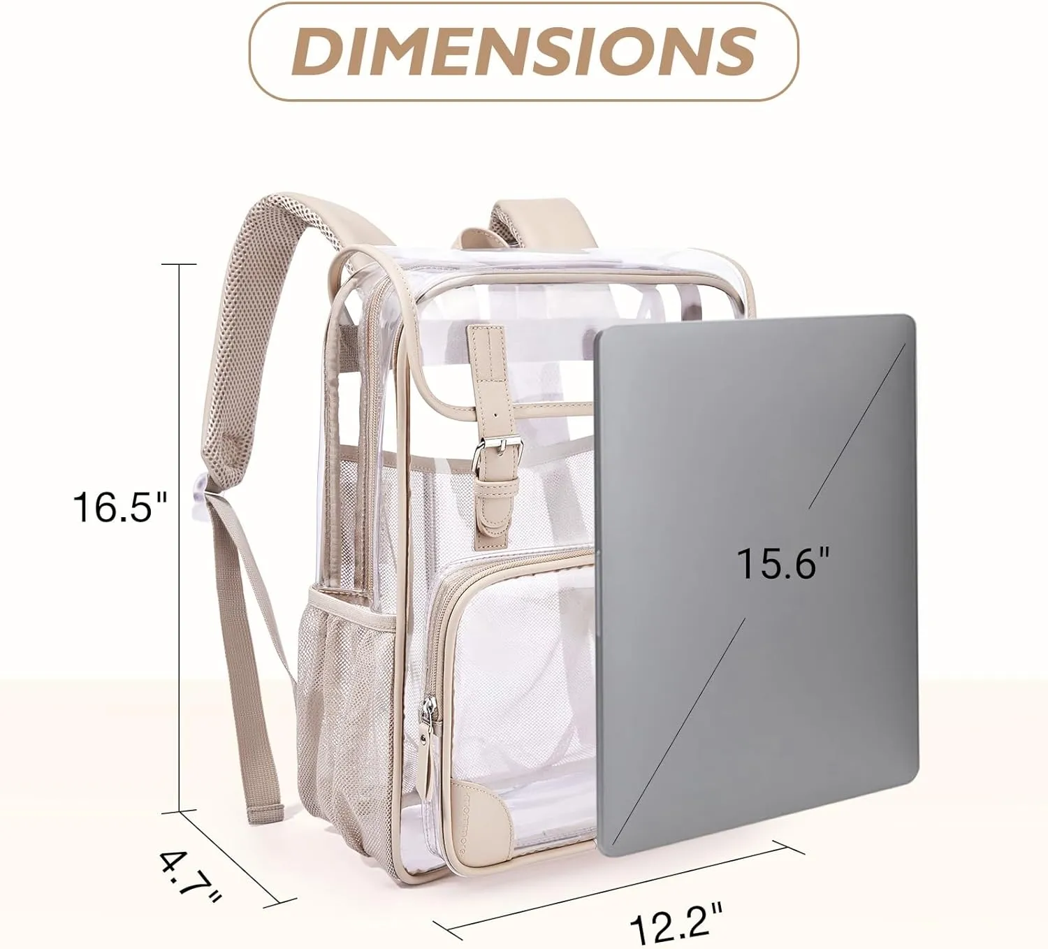 mommore Clear Backpack Heavy Duty Large Clear Backpacks for School Transparent PVC See Through Bookbag for College Work Travel