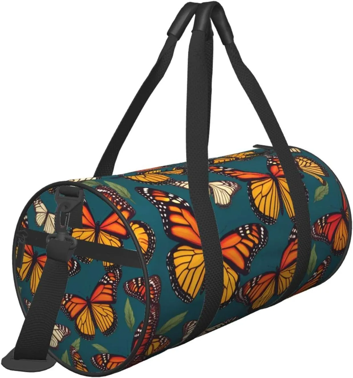 Monarch Butterflies Printed Travel Bag,Round Personal Item Storage bag,Foldie Duffel Bag for Traveling Vacation,Fitness,Sports