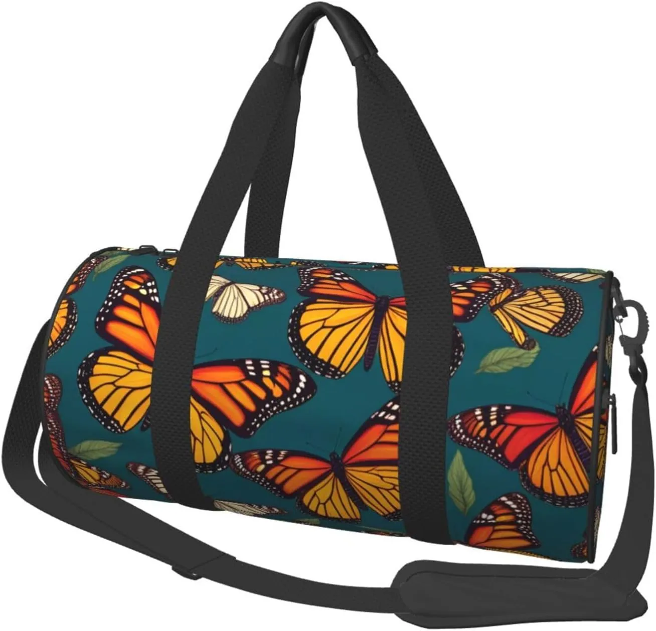 Monarch Butterflies Printed Travel Bag,Round Personal Item Storage bag,Foldie Duffel Bag for Traveling Vacation,Fitness,Sports