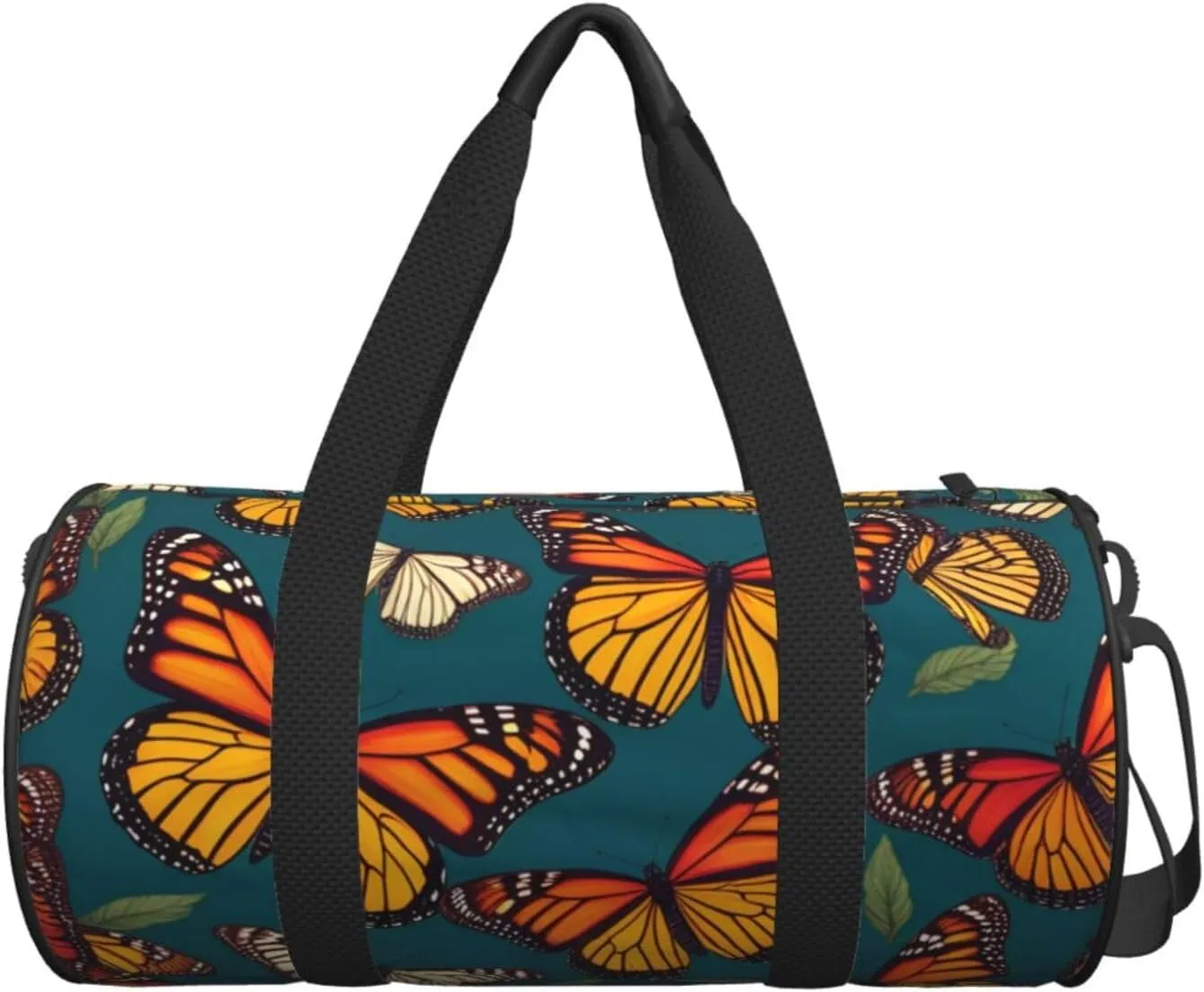 Monarch Butterflies Printed Travel Bag,Round Personal Item Storage bag,Foldie Duffel Bag for Traveling Vacation,Fitness,Sports