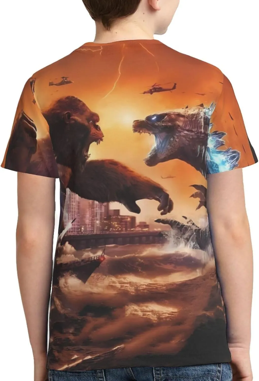 Monster Dinosaur Cartoon T-Shirt Short Sleeves for Boys and Girls