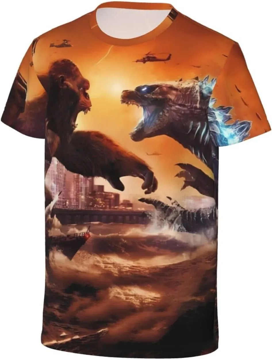 Monster Dinosaur Cartoon T-Shirt Short Sleeves for Boys and Girls