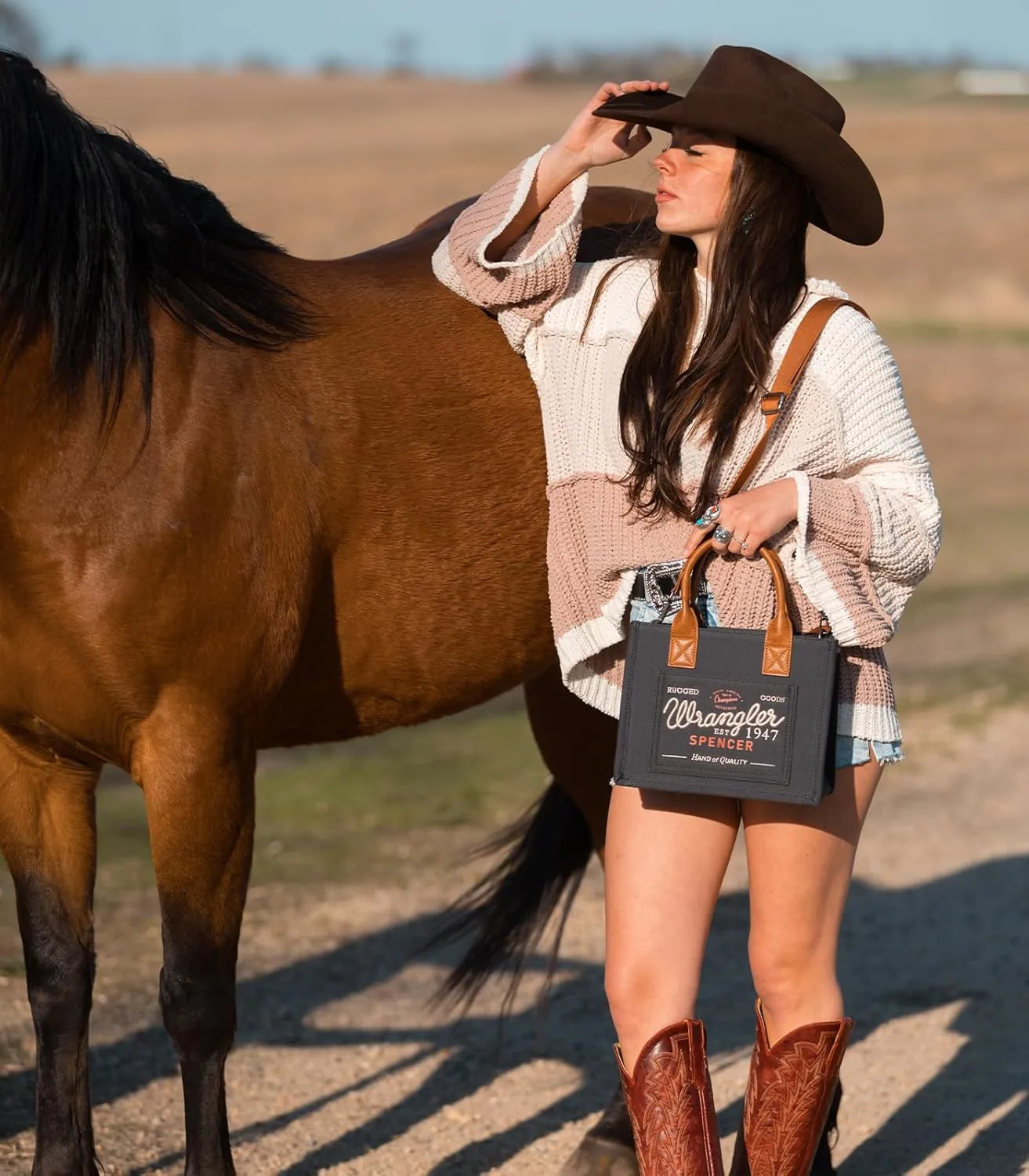 Montana West Wrangler Tote Bag for Women Retro Canvas Top Handle Purses and Handbags