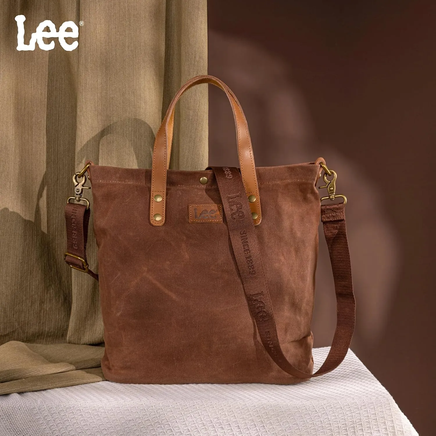 Montana West x Lee Tote Bag for Women Waxed Canvas Top Handle Handbags with Leather Handle and Strap