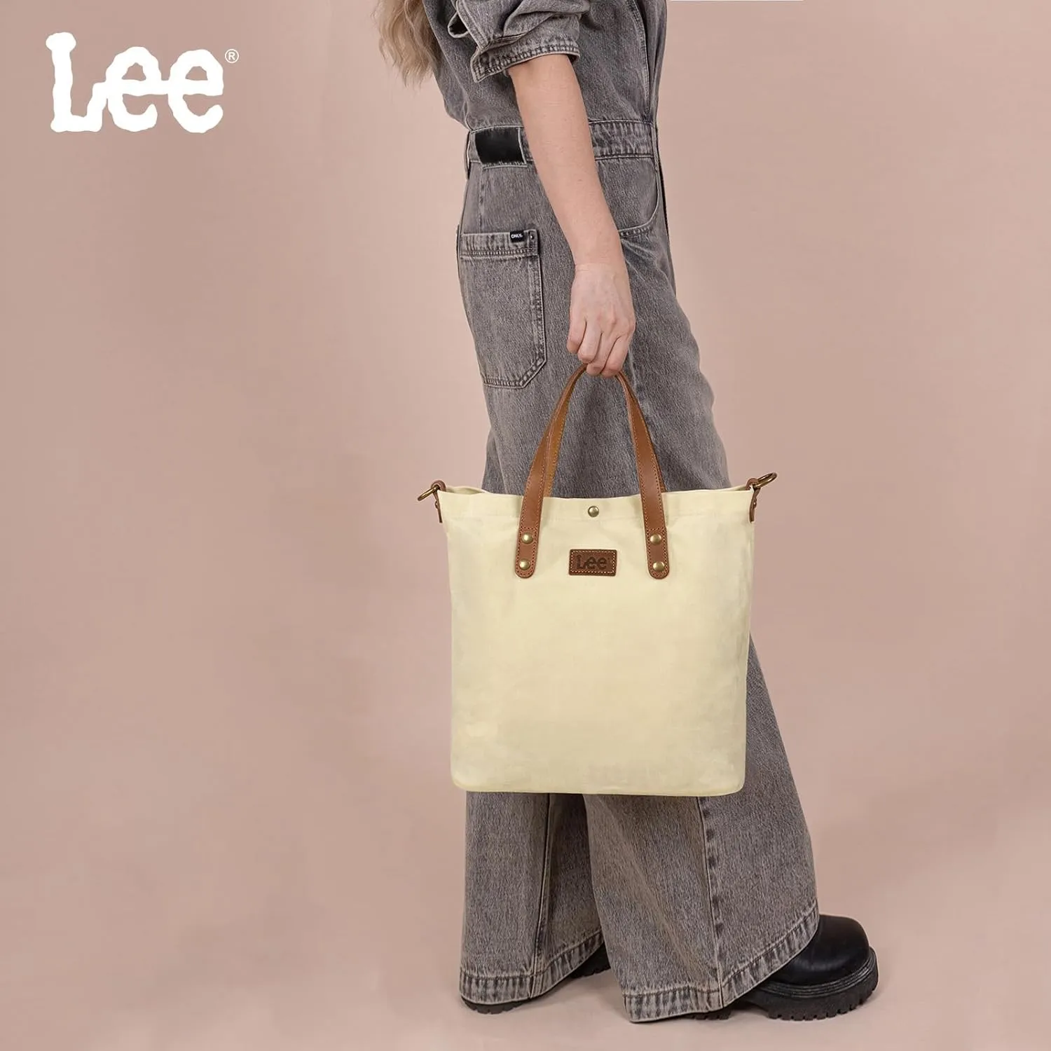 Montana West x Lee Tote Bag for Women Waxed Canvas Top Handle Handbags with Leather Handle and Strap