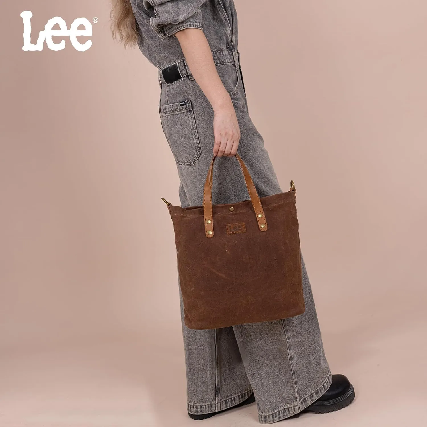 Montana West x Lee Tote Bag for Women Waxed Canvas Top Handle Handbags with Leather Handle and Strap