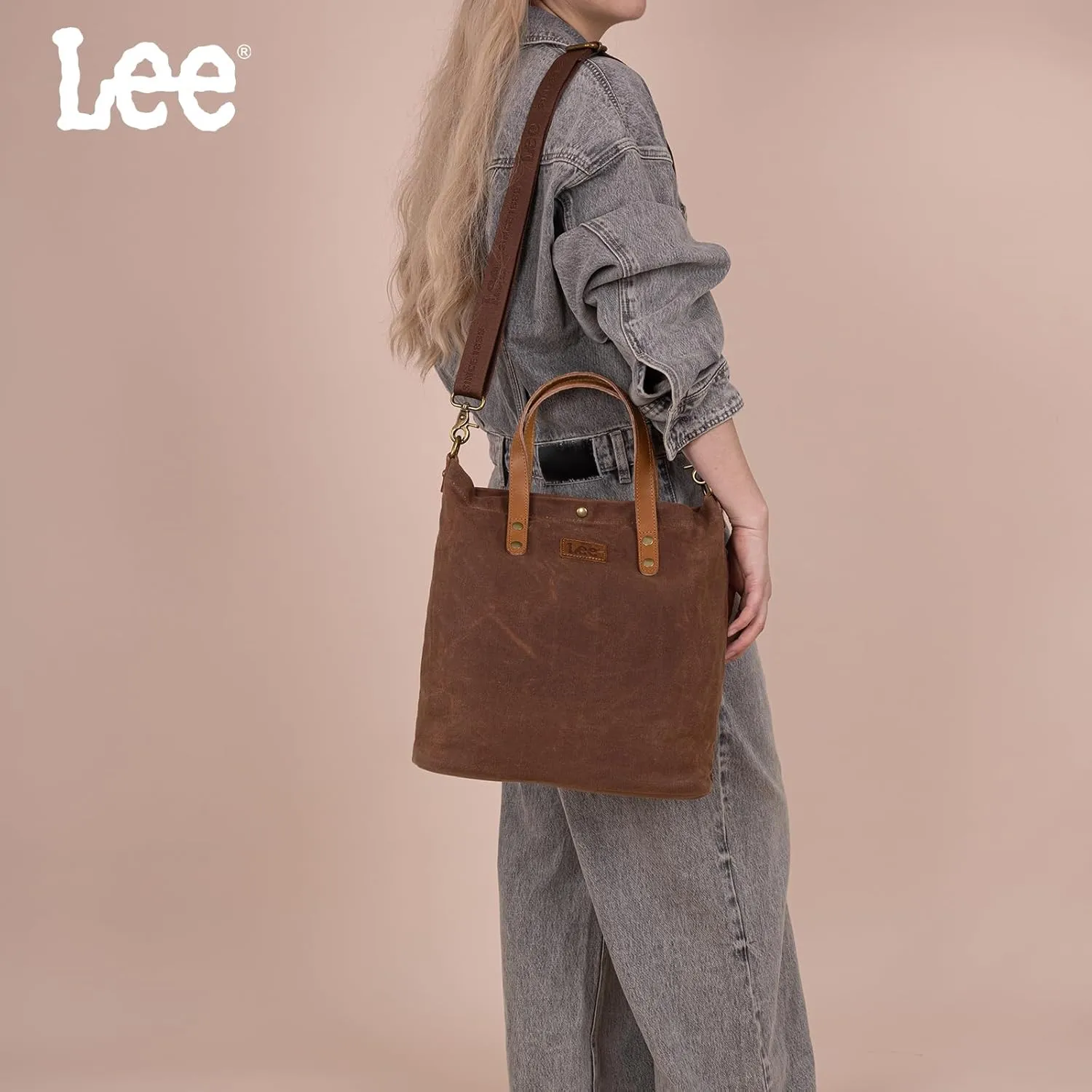 Montana West x Lee Tote Bag for Women Waxed Canvas Top Handle Handbags with Leather Handle and Strap