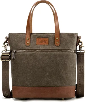 Montana West x Lee Waxed Canvas Tote Bag for Women Medium Vintage Crossbody Bag for Work with Leather Handle