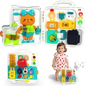 Montessori Toys for 1-3 Year Old Boy Girl, 32-in-1 Musical & Light Busy Board, Educational Toddler Toys for Age 1-2, Baby Toys 12-18 Month, Learning Toys for Toddlers 1-3, Birthday Gifts for 1-2