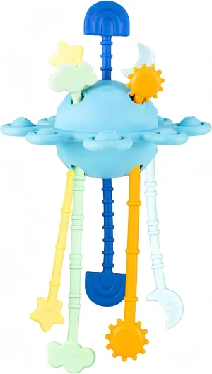 Montessori Toys for 6  Months, UFO Sensory Toys for Toddlers 1-3, Silicone Baby Teething Strings, Travel Toy for Infant, Gift for Baby Shower, Easter Basket Stuffers (Turquoise)