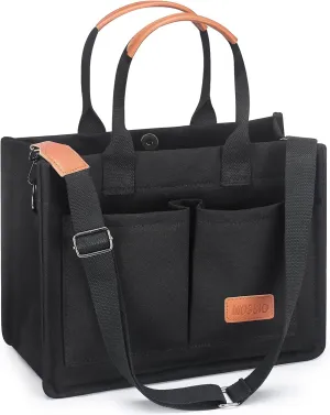 Mossio Large Canvas Tote Bag for Women with Pockets - Laptop Crossbody Work Tote Bag Everyday Bag Shoulder Purse Handbag