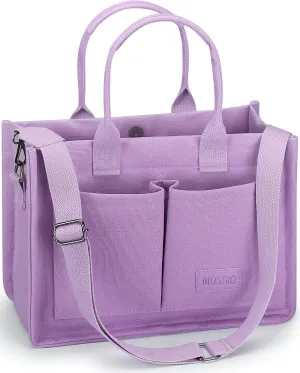 Mossio Large Canvas Tote Bag for Women with Pockets - Laptop Crossbody Work Tote Bag Everyday Bag Shoulder Purse Handbag