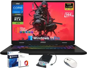MSI Crosshair Gaming Laptop 4070 - w/MS Office Lifetime & Free DVD Drive • NVIDIA GeForce RTX 4070 • 16" FHD Display • Intel i7-14650HX, 64 GB DDR5 RAM, 4 TB SSD, RGB Backlit KB, WiFi 6, Win 11 Pro